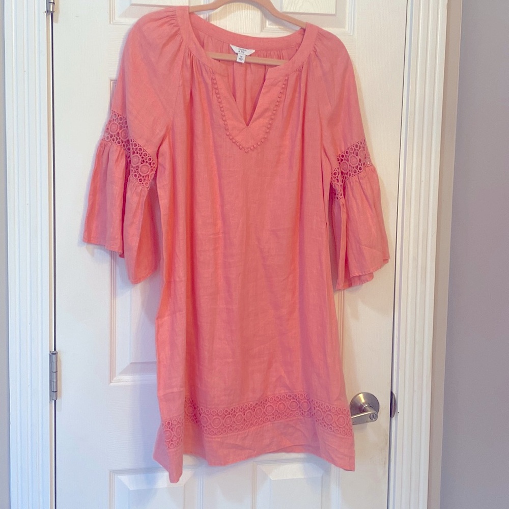 Peach Crown and Ivy linen dress